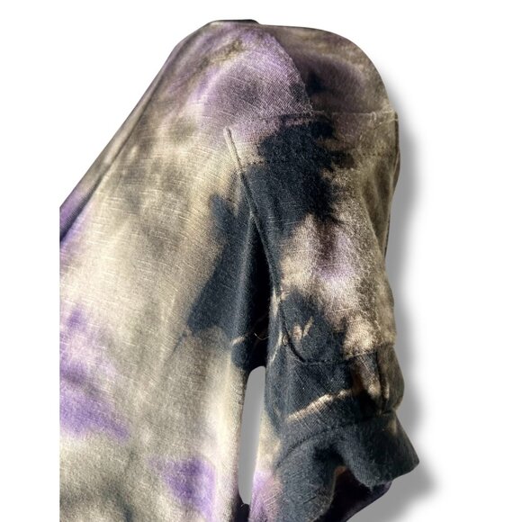 Lucky Brand Tie Dye Swimsuit Cover Up Dress Purple & Gray V-Neck Cap Sleeve Beac - Picture 3 of 6